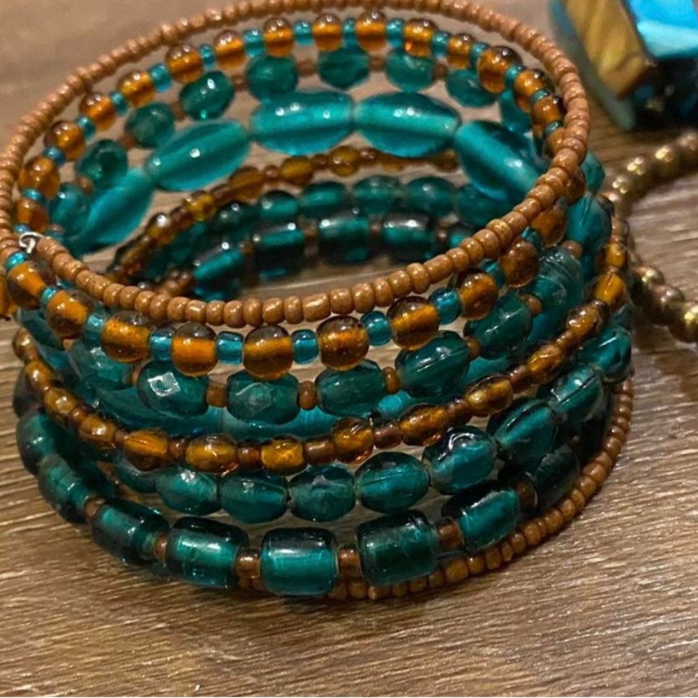 Aqua and bronze bracelet bundle